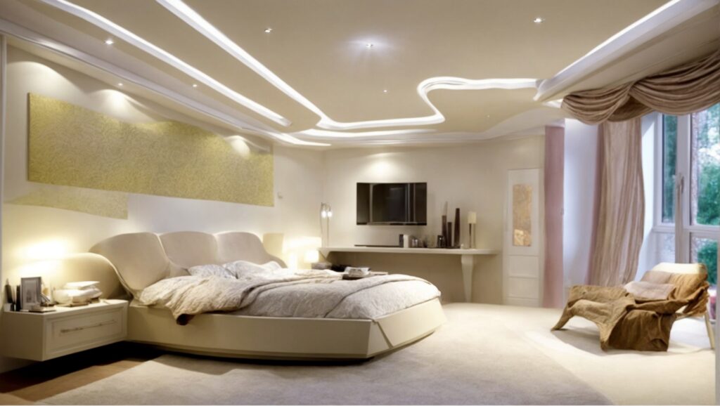 дизайн потолка в спальне