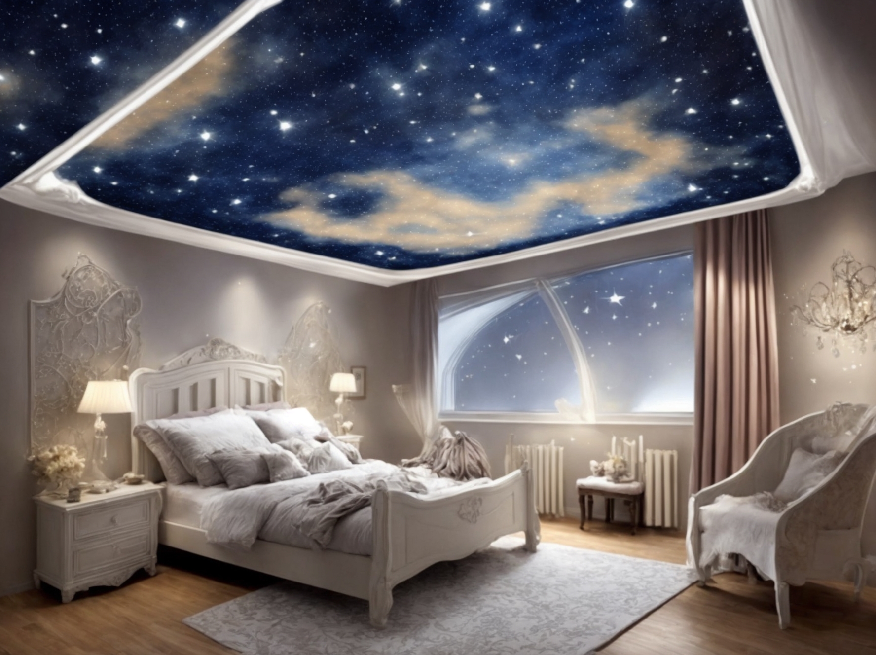 Создаем романтическую атмосферу — натяжные потолки «звездное небо»
