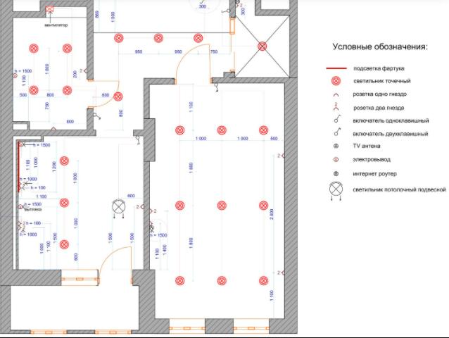 Проект расположения светильников в натяжном потолке для 1к квартиры (1)