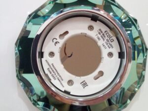 Светильник GX53 H4 стекло круглый с вогнутыми гран хром-изумруд Ecola