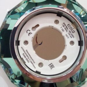 Светильник GX53 H4 стекло круглый с вогнутыми гран хром-изумруд Ecola