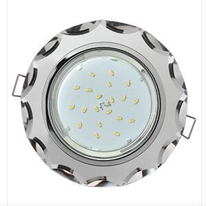Светильник GX53 H4 стекло круглый с вогнутыми гран хром-хром Ecola