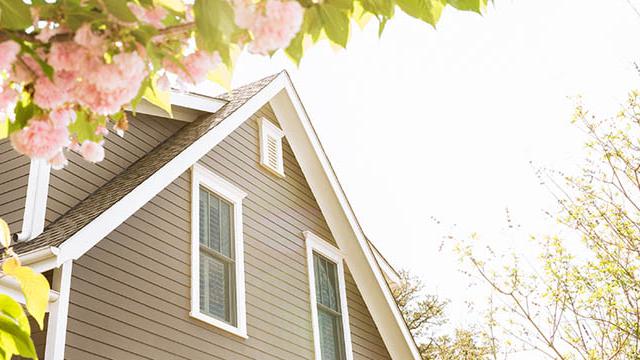 Сайдинг на фасаде дома шоколадного оттенка доведен о крыши